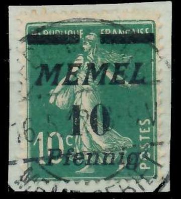 MEMEL 1922 Nr 54a zentrisch gestempelt Briefstück X447B4A