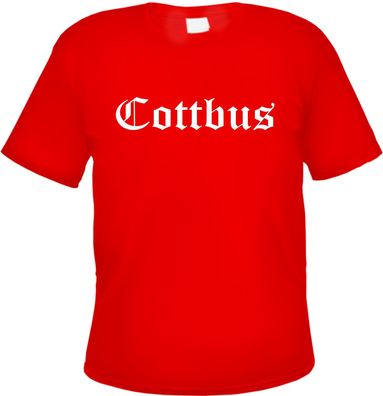 Cottbus Herren T-Shirt - Altdeutsch - Rotes Tee Shirt