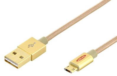 ednet daten- & Ladekabel USB-A - micro USB-B gold