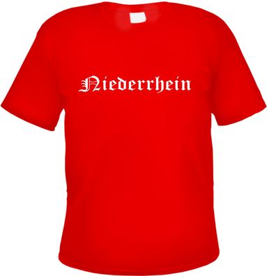 Niederrhein Herren T-Shirt - Altdeutsch - Rotes Tee Shirt