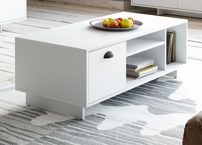 Couchtisch Wohnzimmer Tisch weiß Landhaus Beistelltisch mit Stauraum Plate 110 cm
