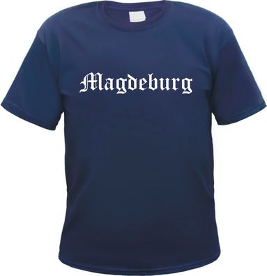 Magdeburg Herren T-Shirt - Altdeutsch - Blaues Tee Shirt