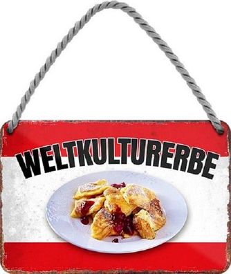 Blechschild mit Kordel 18 x 12 cm - Österreichisches Weltkulturerbe - Kaiserschmarrn