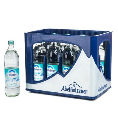12x 0,75L Adelholzener Mineralwasser Extra Still Glasflasche Mehrweg mit Kasten