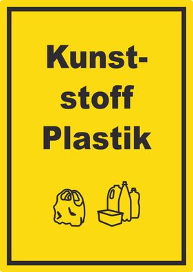 Kunststoff Plastik Mülltrennung Aufkleber Text Symbol shopping bag
