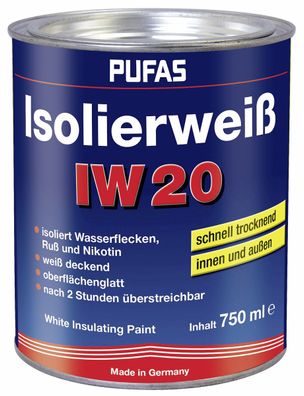 Pufas Isolierweiß IW20 0,75 Liter weiß