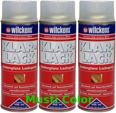 3x400ml Lackspray Spraydose Sprühlack Spraylack Farbe Klarlack Farblos Seidenglanz