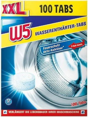 W5 100x Entkalker Tabs für Spülmaschine und Waschmaschine, Entkalkungstabletten