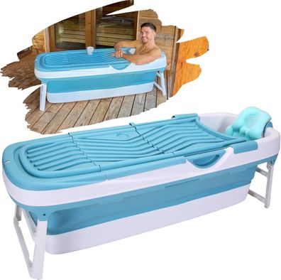 Faltbare Badewanne Erwachsene XXL 158x60x53cm mit Kissen | klappbare mobile Badewanne