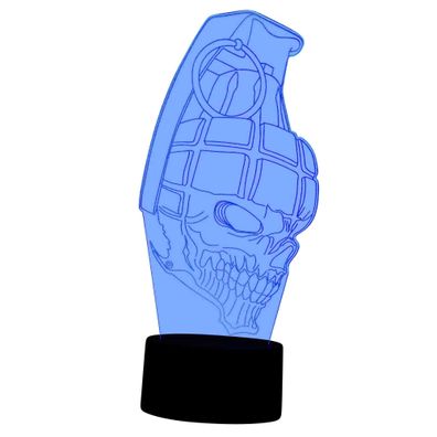 3D Lampe Handgranate Totenkopf LED illusion Tischlampe Wohnlicht Biker Clubhaus