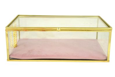 Glas Schatulle rosa gold | Schmuckkasten Schmuckkästchen Schmuckdose Dose 23 cm