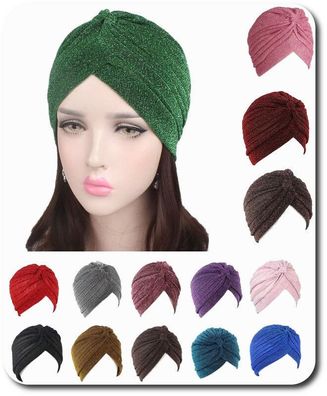 Turban Mütze Damen Fashion CAP Kopfbedeckung Kopftuch Wrap Hüte 12 Farben