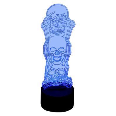 3D Led Lampe nichts sehen hören sprechen RGB Totenkopf Tischlampe Nachttischlampe