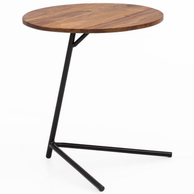 Wohnling Beistelltisch Couchtisch Sheeshamholz Metall Sofatisch Wohnzimmer Tisch