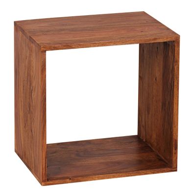 Wohnling Massivholz Sheesham Cube Regal 43,5x43,5 Beistelltisch MUMBAI Couchtisch