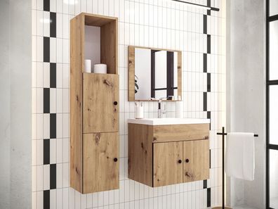 Badmöbel-Set Carlos III Elegant Schrank Badezimmer mit Waschbecken und Spiegel