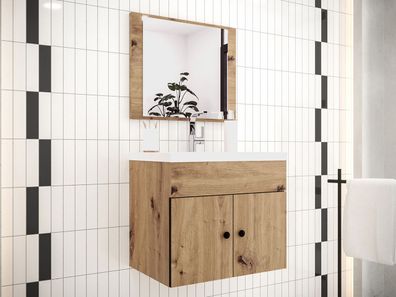 Badmöbel-Set Carlos IV Schrank Elegant Badezimmer mit Waschbecken und Spiegel