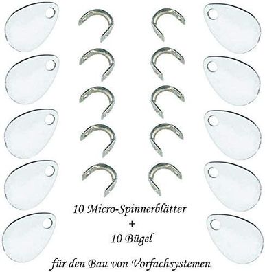 Micro-Spinnerblätter + Bügel für den BAU von Vorfachsystemen/ Silber