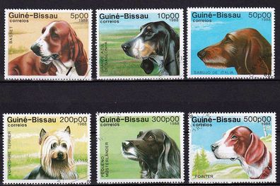 Hunde - 6 großformatige Marken aus Guine-Bissau gestempelt
