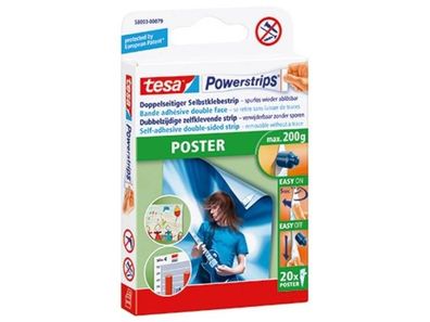 tesa Klebestücke Powerstrips Poster 58003-0079 14,5x33mm ws 20 St./Pack