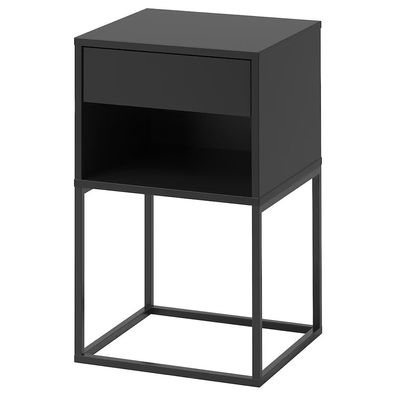 IKEA Vikhammer Nachttisch mit Schublade 40x39cm Ablagetisch Nachtschrank Schwarz