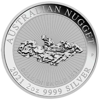 Perth Mint Australien Nugget Golden Eagle 2021 2 oz 999 Silbermünze in Kapsel
