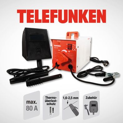 Telefunken Elektroden Schweißgerät TES100 mit Schweißschild und Schlackehammer