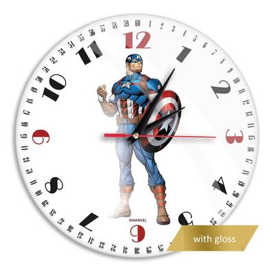Wanduhr glänzend Captain America 003 Marvel White Avengers Wallclock Clock Uhr