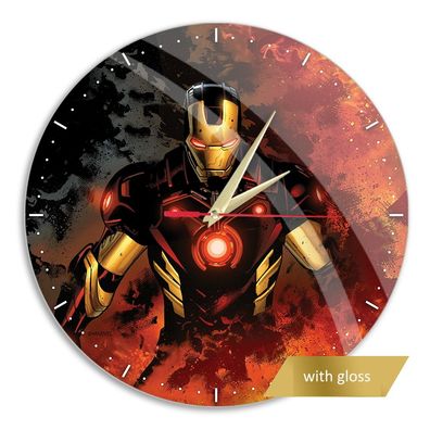 Wanduhr glänzend Iron Man Marvel Multicoloured Avengers Wallclock Clock Uhr