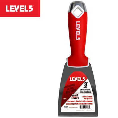 LEVEL5 Profi Spachtel aus Edelstahl 3"/76mm für Trockenbau weicher Griff 5-139