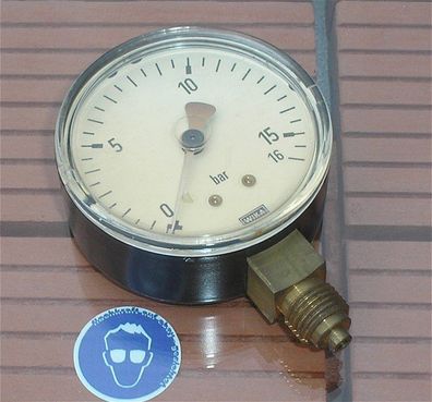 Druckanzeige Manometer analog 0-16bar ca 60mm Wika + SdfkPlakette