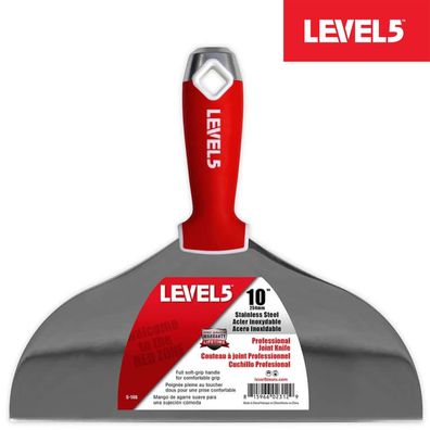 LEVEL5 Profi Spachtel aus Edelstahl 10"/254mm für Trockenbau weicher Griff5-146