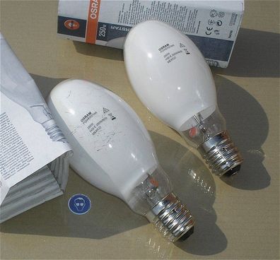 2x Entladungslampe Osram HQI-E 250W N SI E40 4050300444628 + SdfkPlakette