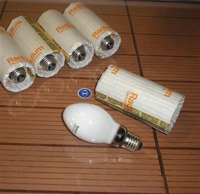 5x Leuchtmittel Entladungslampe Radium HRL50W HRL 50W Watt E27 + SdfkPlakette