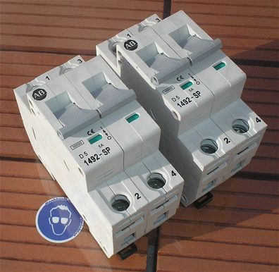 2x Leitungsschutzschalter LSS Automat Sicherung D5 A Ampere 2polig + SdfkPlakette