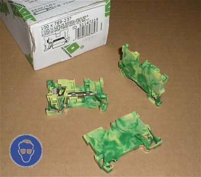 100x Stück Stk Basisklemme 5 mm Zugfeder Terre PE grün-gelb Wago 769-237