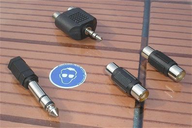 4tlg. Audio Adapter Set Cinch Buchse Kupplung Klinke 6,35 3,5 Stereo Stecker