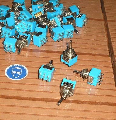 4x Mini Schalter Miniatur Kippschalter Hebelschalter 2x On-Off-On + SdfkPlakette
