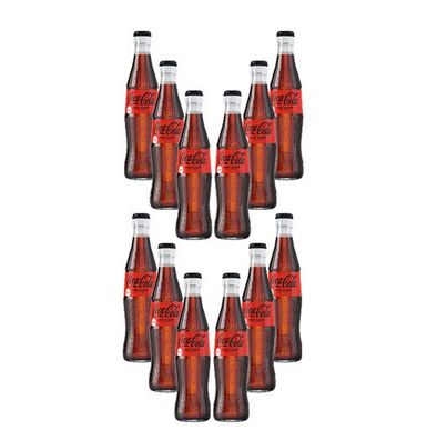 Coca Cola Zero 12er Set Zero Sugar 12x 0,33L inkl. Pfand Mehrweg Glas Zuckerfre