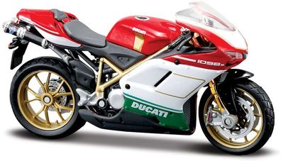 Maisto 39300 Modellmotorrad Ducati 1098 Tricolore (rot-weiß-grün, Maßstab 1:18)