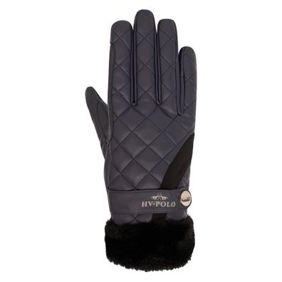 HV POLO Winter Handschuhe Constance Navy mit schwarzem Kunstfell