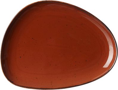 Speiseteller Teller Taste Porzellan marron 25.5 x 19.5 x 2 cm