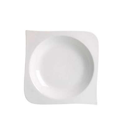 Suppenteller Teller Melodie Porzellan weiß eckig 21 x 21 x 3.5 cm