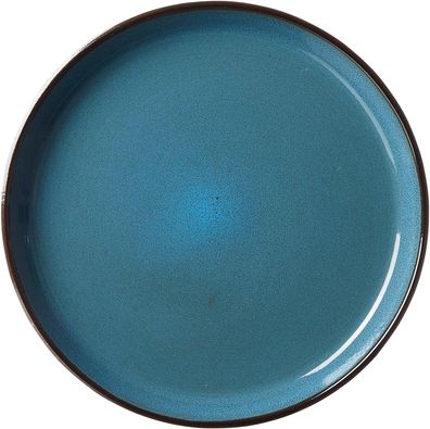 Frühstücksteller Teller Visby Porzellan blau rund Ø 20.5 x H 2 cm