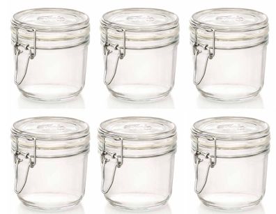Drahtbügelglas Einkochglas Einweckglas 350 ml [6 Stück] Einmachglas rund