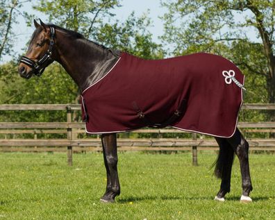 QHP Fleece Decke mit ornament Bordeaux/ silber