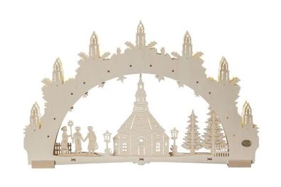 Weihnachtsdekoration Schwibbogen Kurrende und Kirche bunt BxHxT 27x10x5,5cm NEU