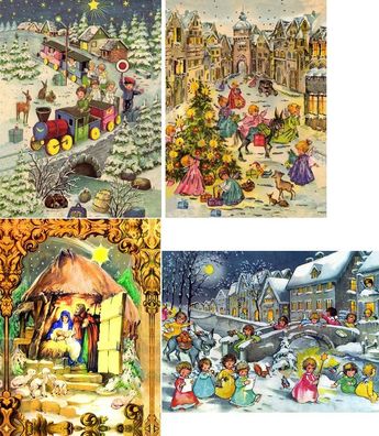 3 D Ansichtskarte Weihnachten Kinder Winter Postkarte Wackelkarte Hologrammkarte