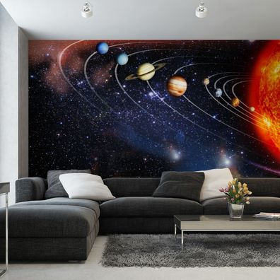 Muralo VLIES Fototapeten Tapeten XXL SONNE Orbits Sterne Kosmos 3D 4437