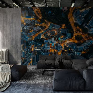 Muralo VLIES Fototapeten Tapeten XXL Hochhäuser Nacht Aussicht von oben 3D 4593